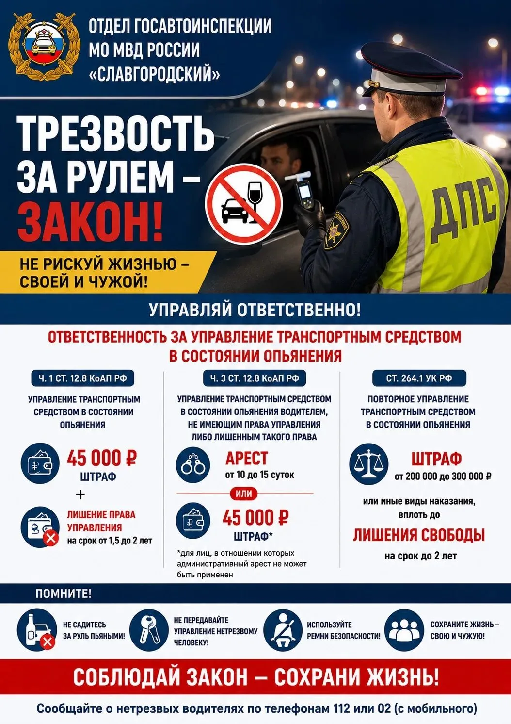 🚔 Профилактическое мероприятие «Трезвость за рулем — закон»