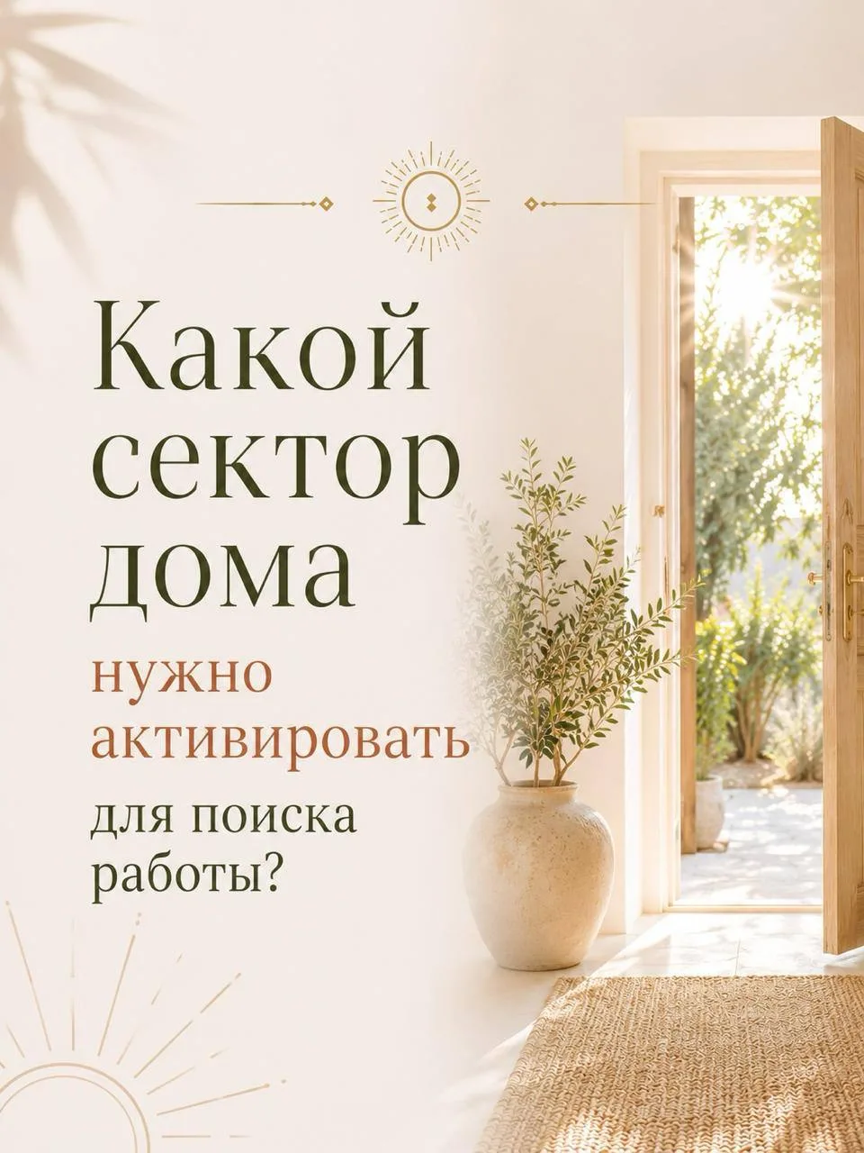 Какой сектор дома нужно активировать для поиска работы? 🏡