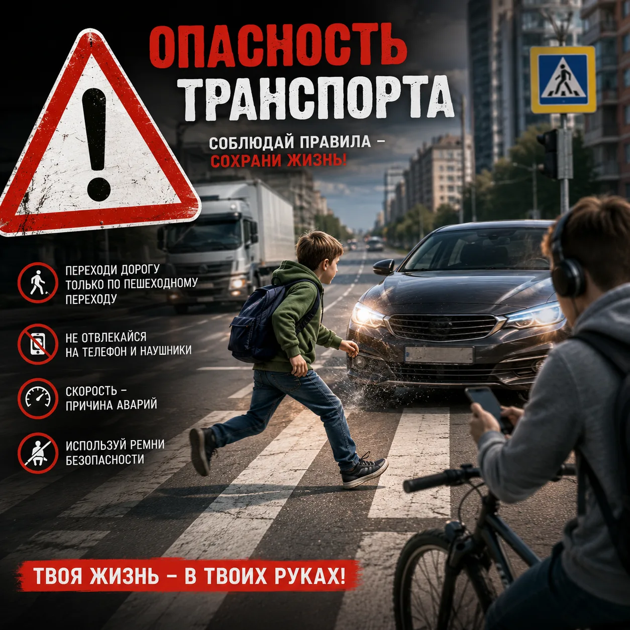 Транспорт – источник повышенной опасности. Соблюдайте правила дорожного движения!