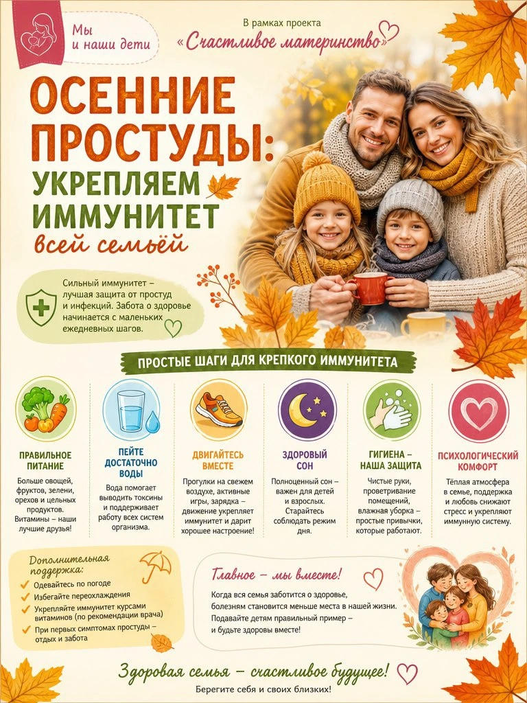 ОСЕННИЕ ПРОСТУДЫ: УКРЕПЛЯЕМ ИММУНИТЕТ ВСЕЙ СЕМЬЁЙ