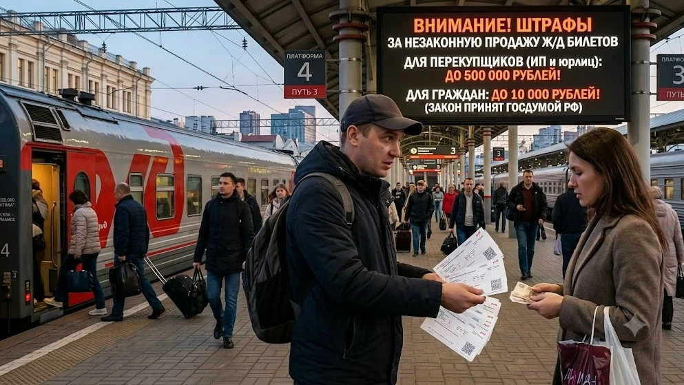 🎫 Перекупщиков ж/д билетов будут штрафовать до 500 тысяч рублей