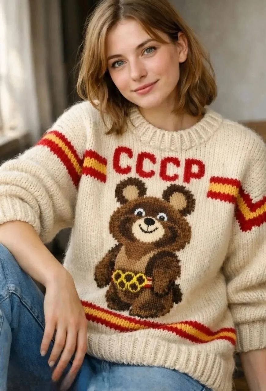 Олимпийский мишка, схема для жаккарда. Помните Олимпиаду-80?))