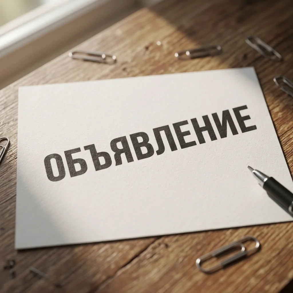 ОБЪЯВЛЕНИЕ