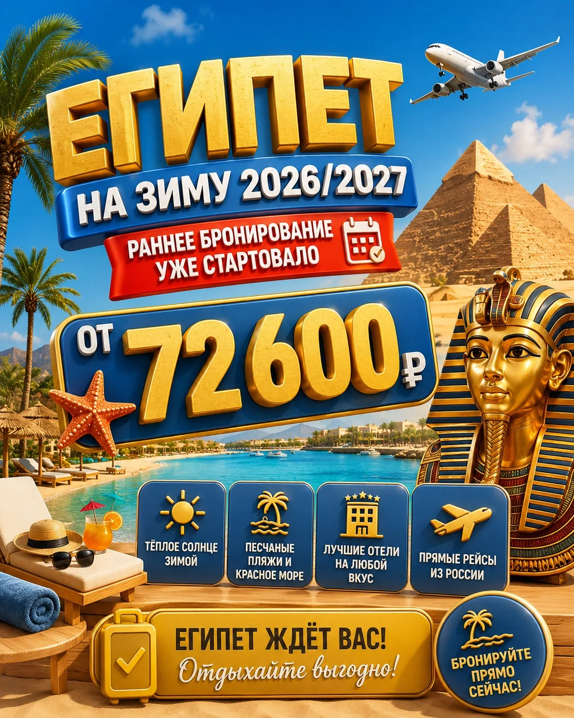 🔥 ЕГИПЕТ НА ЗИМУ 2026/2027 — ОТ 72 600 ₽! РАННЕЕ БРОНИРОВАНИЕ УЖЕ СТАРТОВАЛО