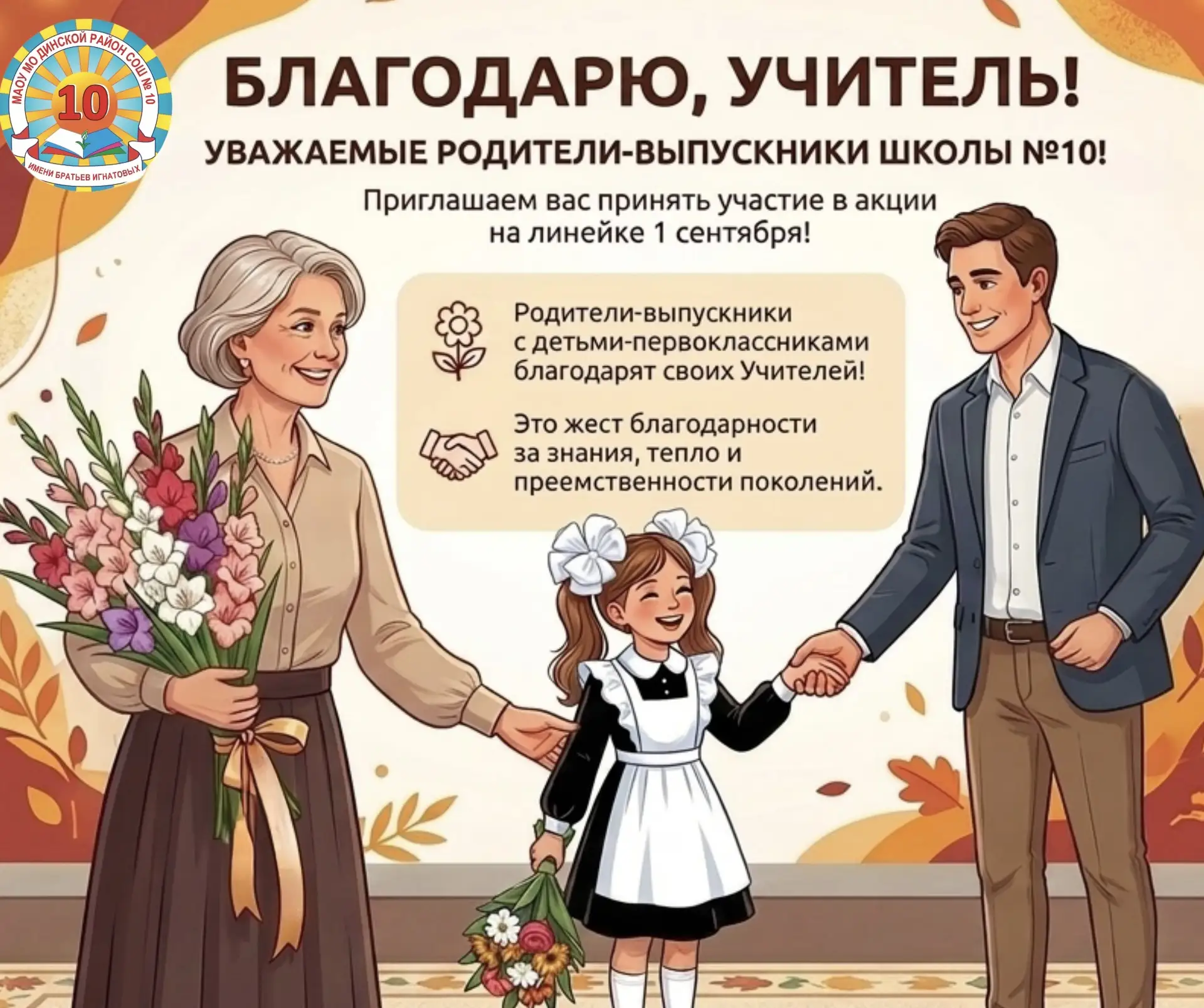 Уважаемые родители! Приглашаем вас принять участие в школьной акции «Благодарю, Учитель...