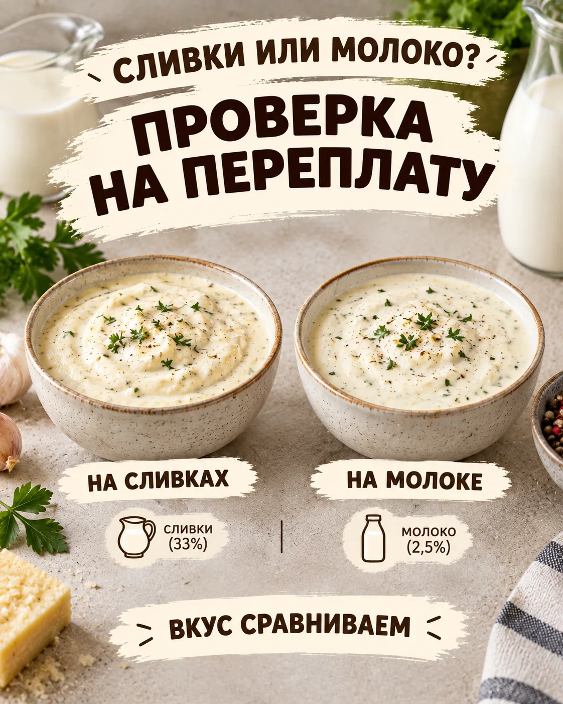 Проверка: можно ли заменить сливки молоком?