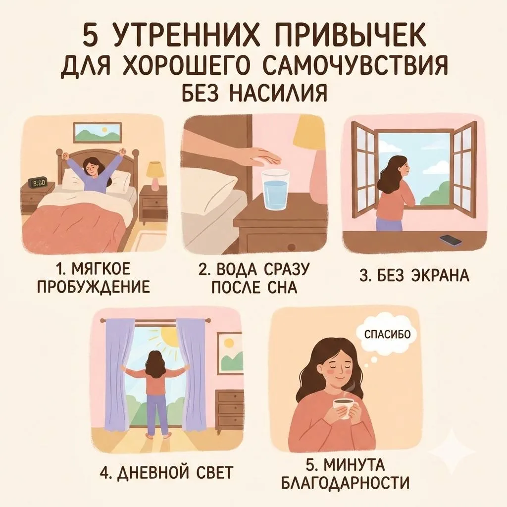 🐻‍❄️ 5 утренних привычек, которые реально улучшают самочувствие без насилия над собой и культа ранни