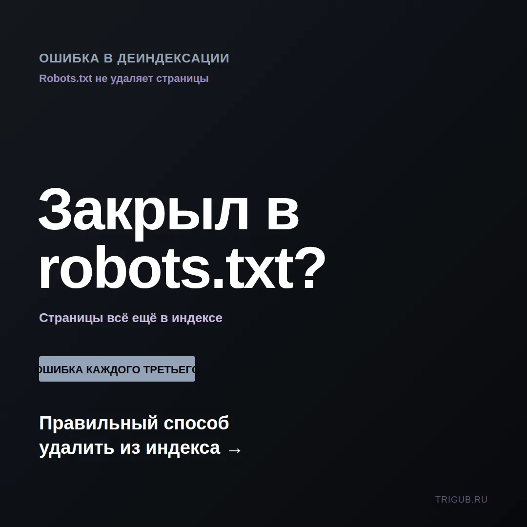 Большинство SEO-специалистов удаляют страницы из индекса через robots.txt - и потом мес...