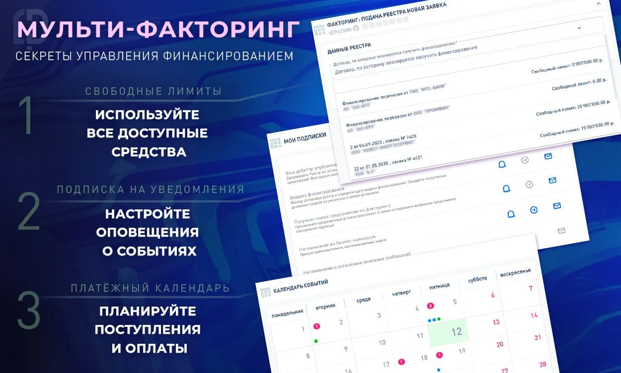 Возможность быстро получить факторинговое финансирование у нескольких банков/факторов — конкурентное