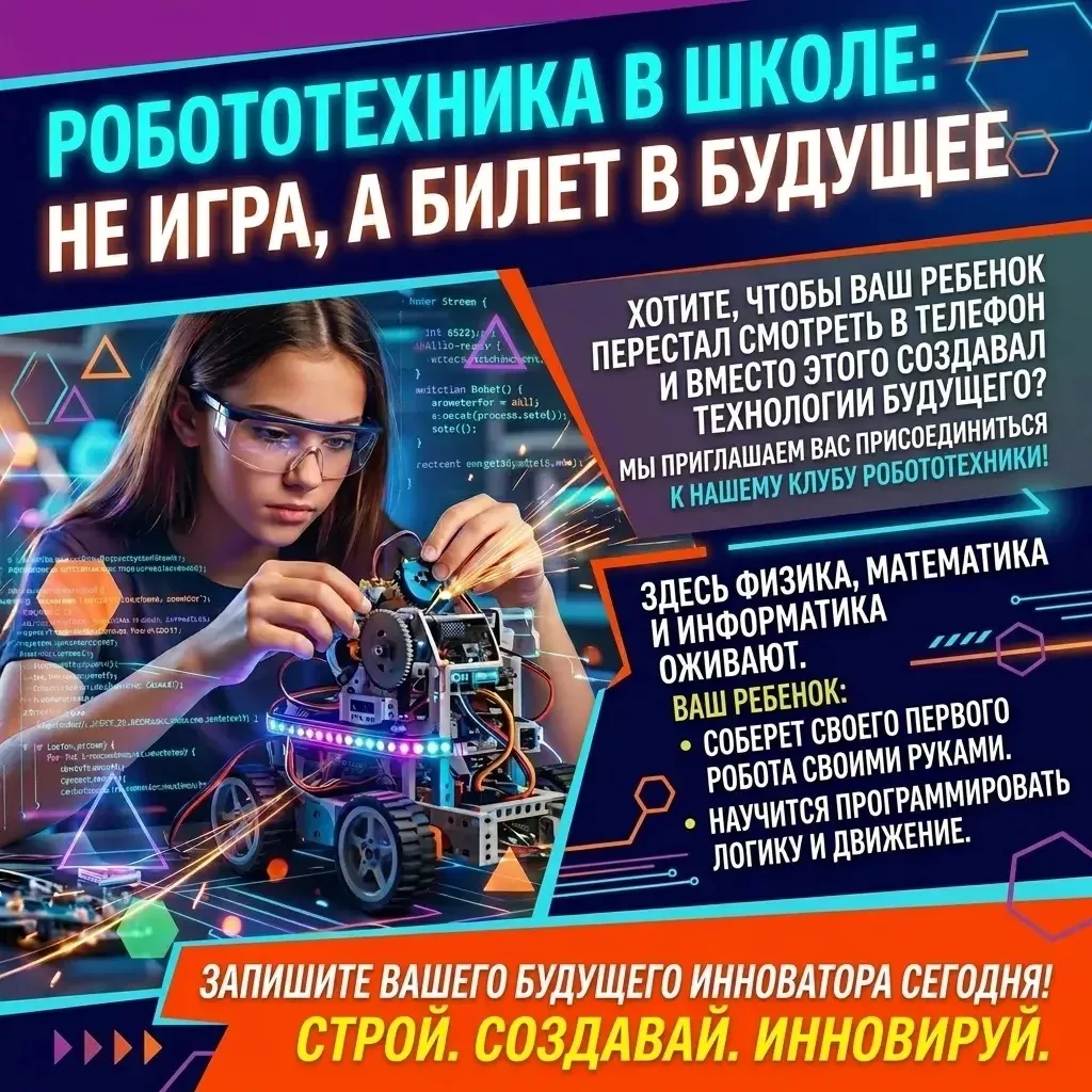 🤖 Объявляется набор на курс РОБОТОТЕХНИКИ в МБОУ «Образовательный центр „Лидер“», корп...
