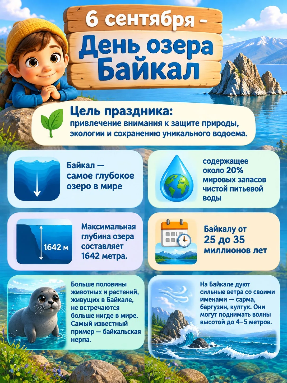 6 сентября — День озера Байкал! 💙