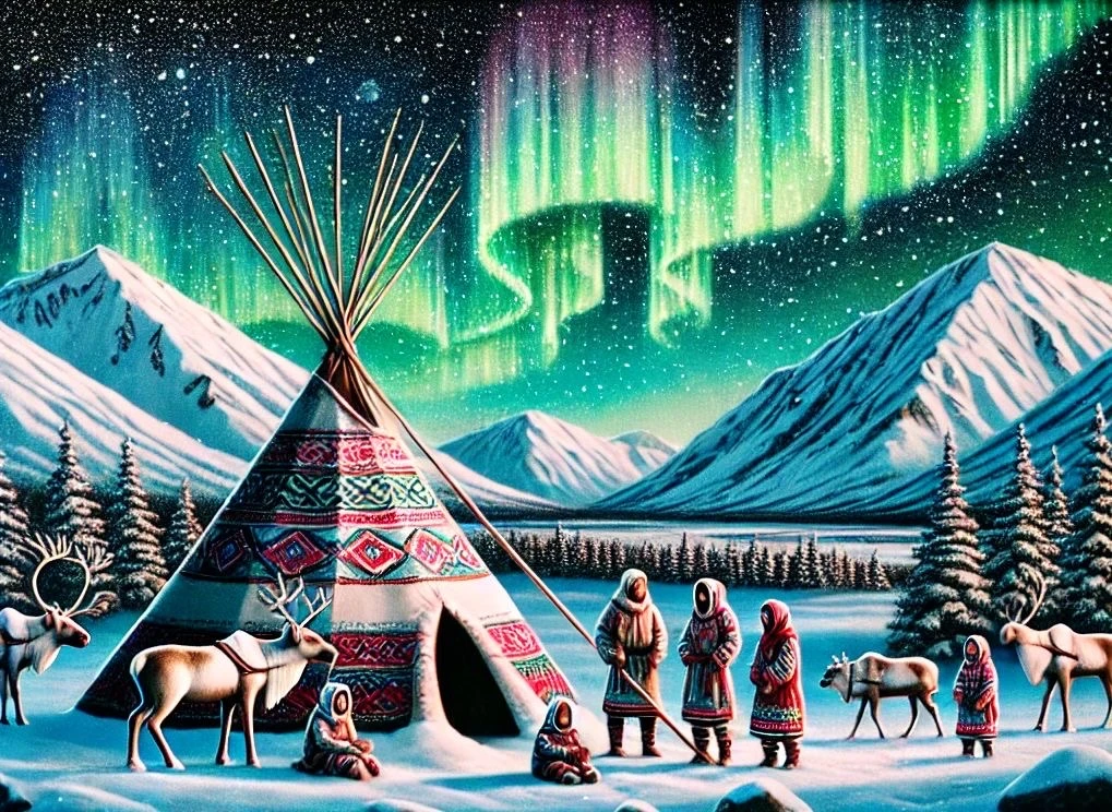 🦌❄️
Там, где вечная мерзлота,
Где бела, как мел, земля,
Живут народы, чьи уста
Поют про ветра края.
