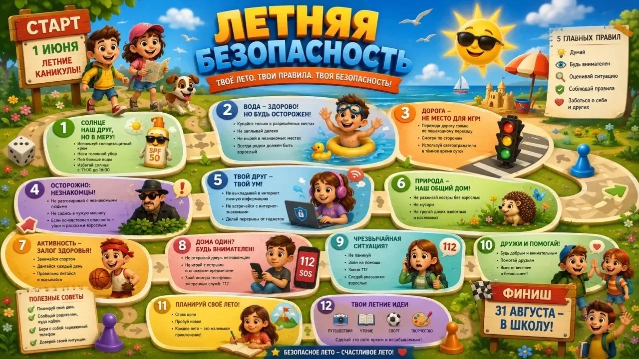 🌞 Лето в разгаре — самое время для прогулок, пикников и купания! Но давайте помнить о безопасности,