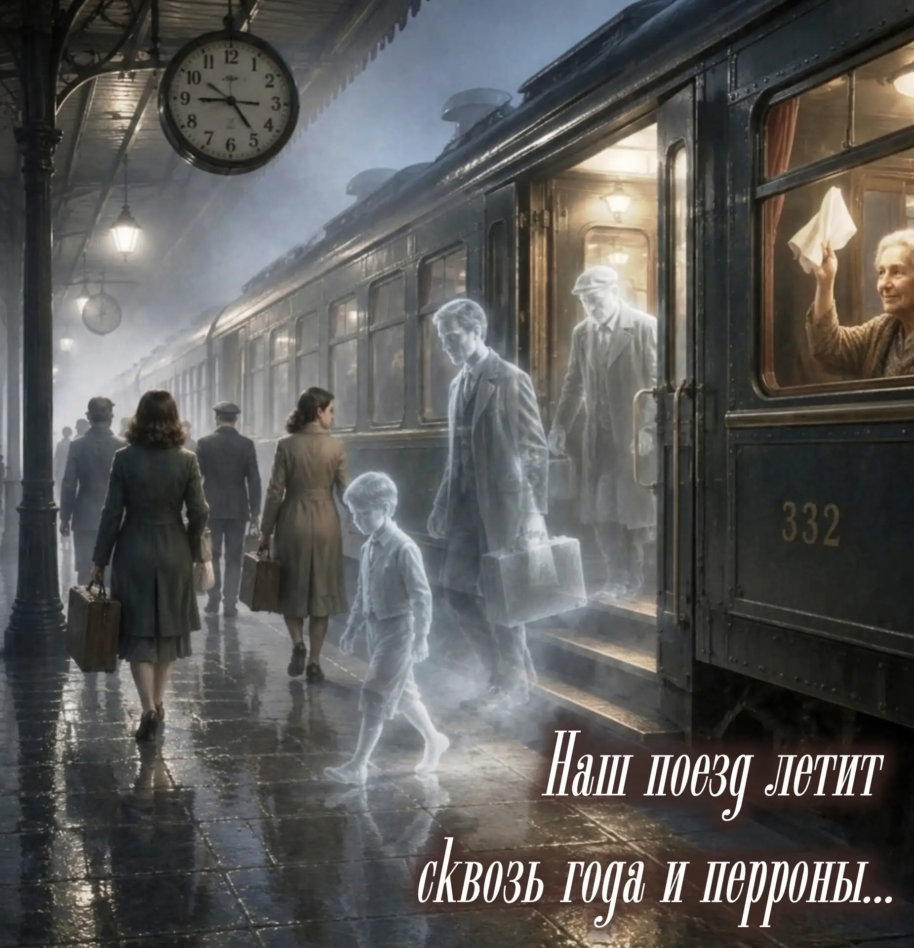 Наш поезд летит сквозь года и перроны. 
В начале пути — самый тёплый вагон: 
Там мамы и папы, там не