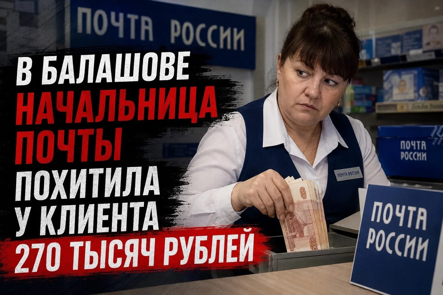 В Балашове начальница почты похитила у клиента 270 тысяч рублей
