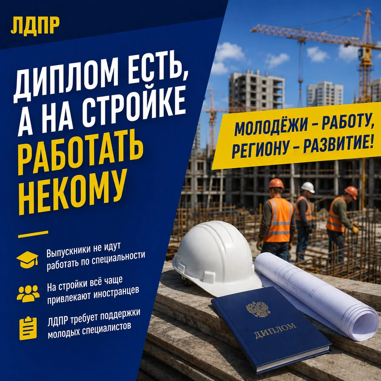 Диплом есть, а на стройке работать некому