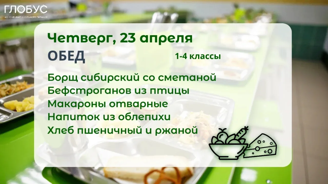 #МенюДня  🥗Школьное меню для 1-4 классов