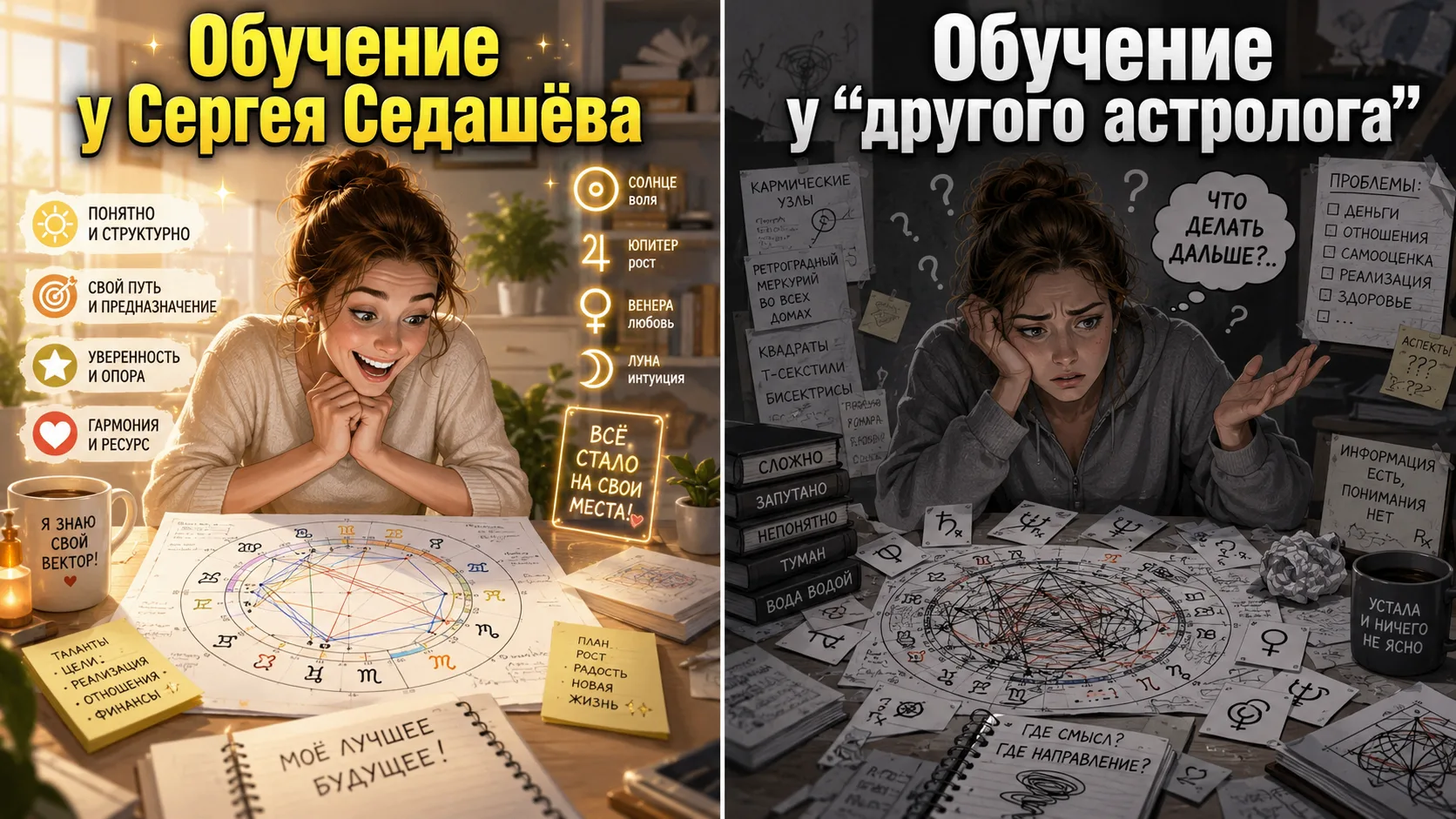 Обучение у Сергея Седашёва и у "другого астролога" (см. отзыв в предыдущем посте) 😁