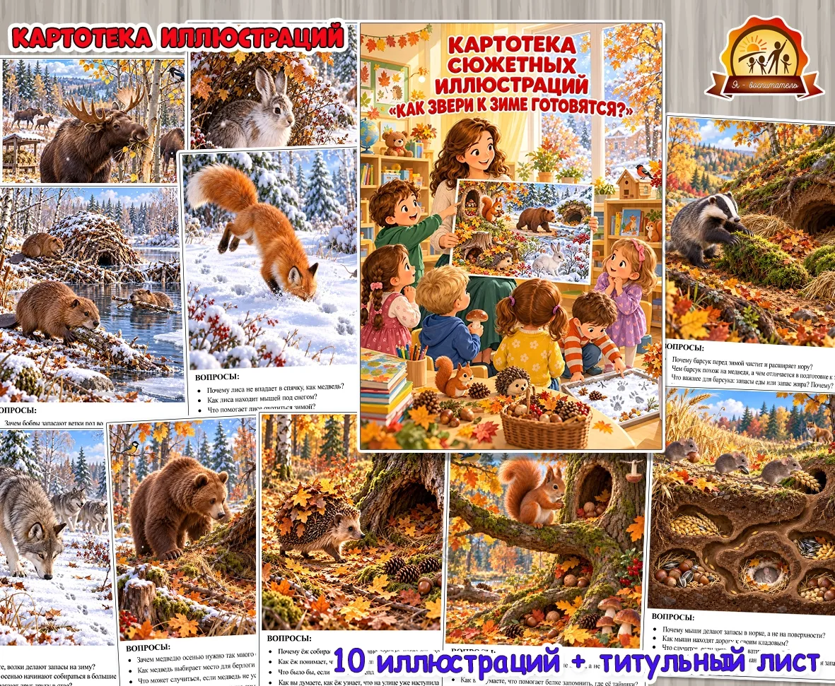 Картотека сюжетных иллюстраций «Как звери к зиме готовятся?»