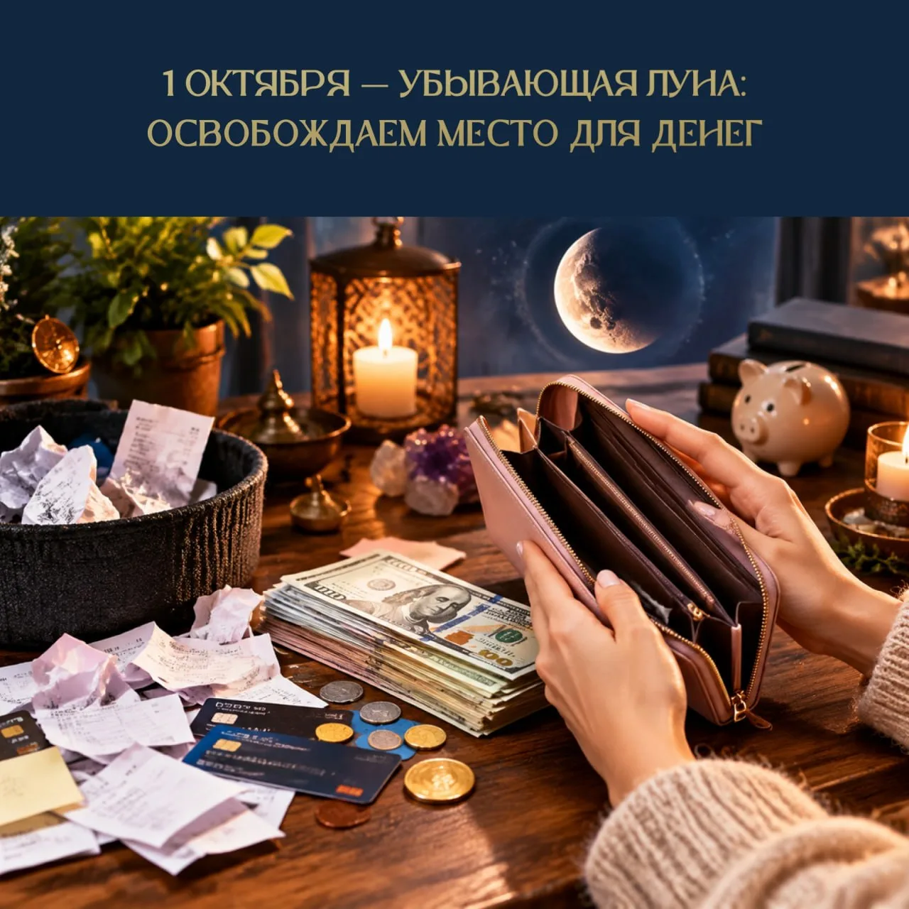 1 ОКТЯБРЯ — УБЫВАЮЩАЯ ЛУНА: ОСВОБОЖДАЕМ МЕСТО ДЛЯ ДЕНЕГ 🌘💰