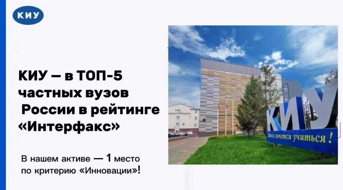 КИУ - в ТОП-5 частных вузов России по итогам Национального рейтинга университетов «Инте...