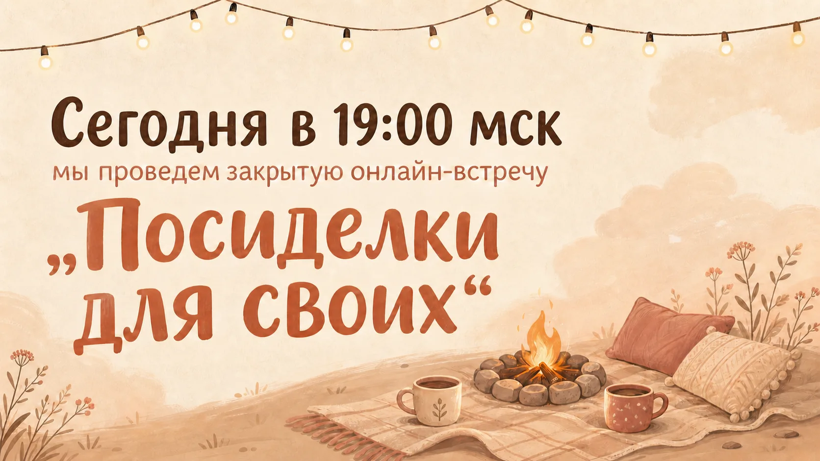 ⏰ Вы не забыли? Сегодня в 19:00 — «Посиделки для своих»