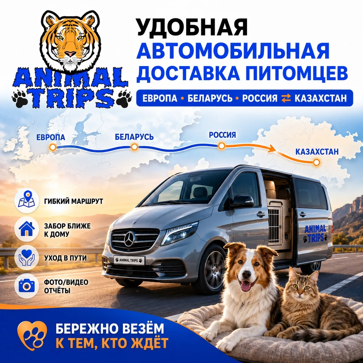 🚗 Удобная автомобильная доставка животных: Европа / Беларусь / Россия ⇄ Казахстан