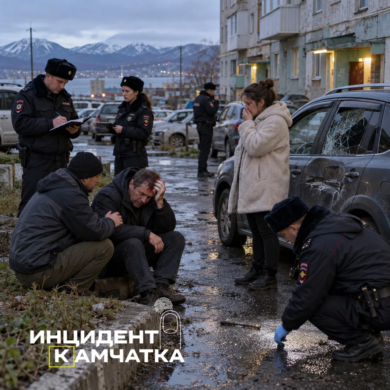 Мужчине разбили голову, а его жене повредили машину в Елизове