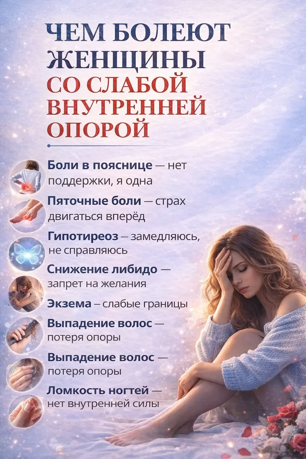 ЧЕМ БОЛЕЮТ ЖЕНЩИНЫ СО СЛАБОЙ ВНУТРЕННЕЙ ОПОРОЙ☝️