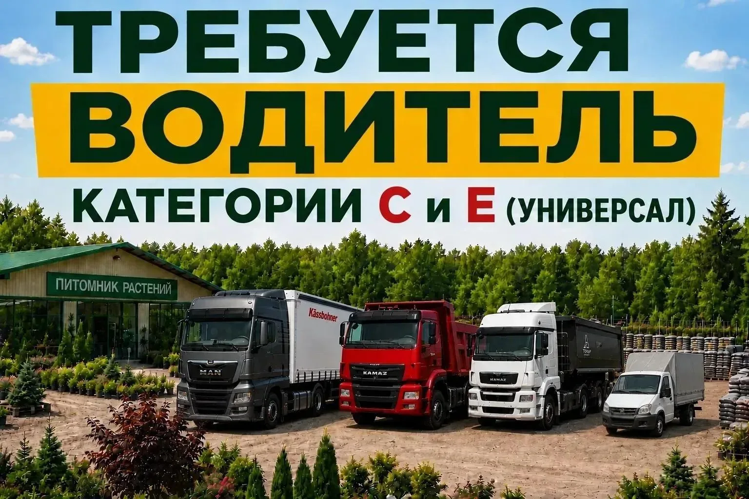 Вакансия
✅ Водитель категории С и Е (универсал)
деревня Медведки, Истринский район, Московская облас