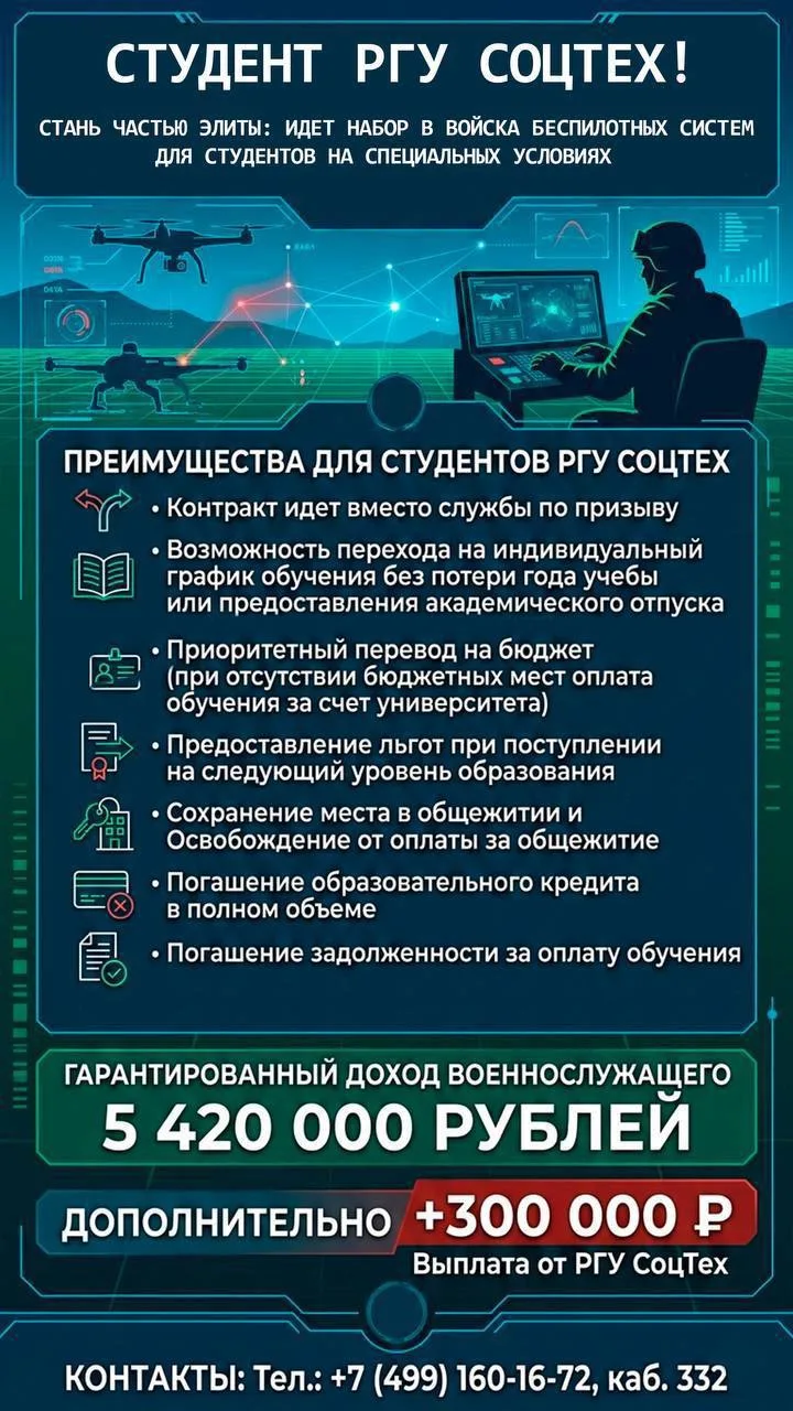 🕹️ Вступай в войска беспилотных систем: специальные условия для студентов РГУ СоцТех