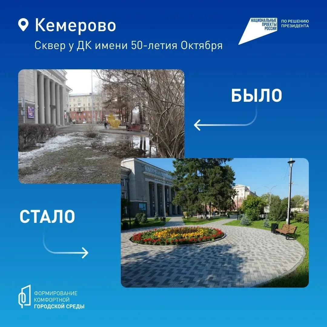 🏡 В Кузбассе продолжают обновлять скверы, парки и аллеи   За последнее время в регионе преобразили с