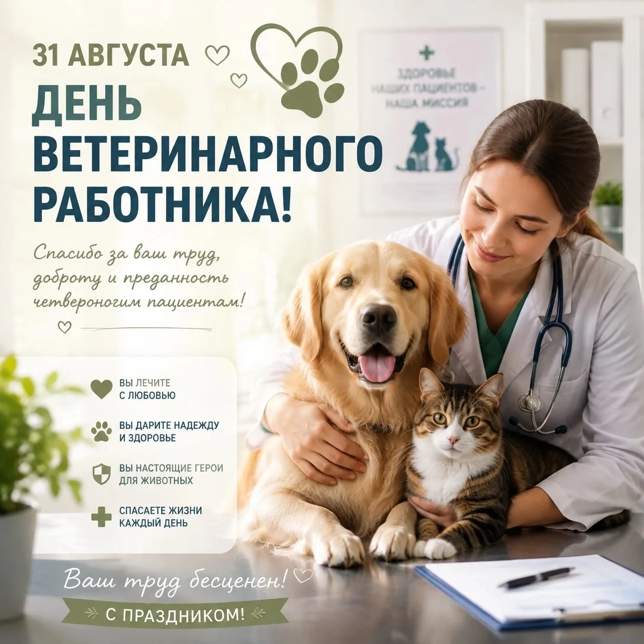 🩺 Поздравляем с Днём ветеринарного работника! 🎊