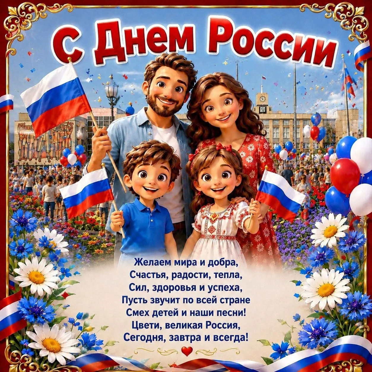 Дорогие родители и любимые дети!

Сегодня мы отмечаем важный и значимый праздник — День России! 🇷🇺