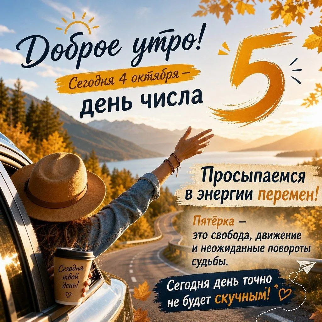 Доброе утро! Сегодня 4 октября — день числа 5