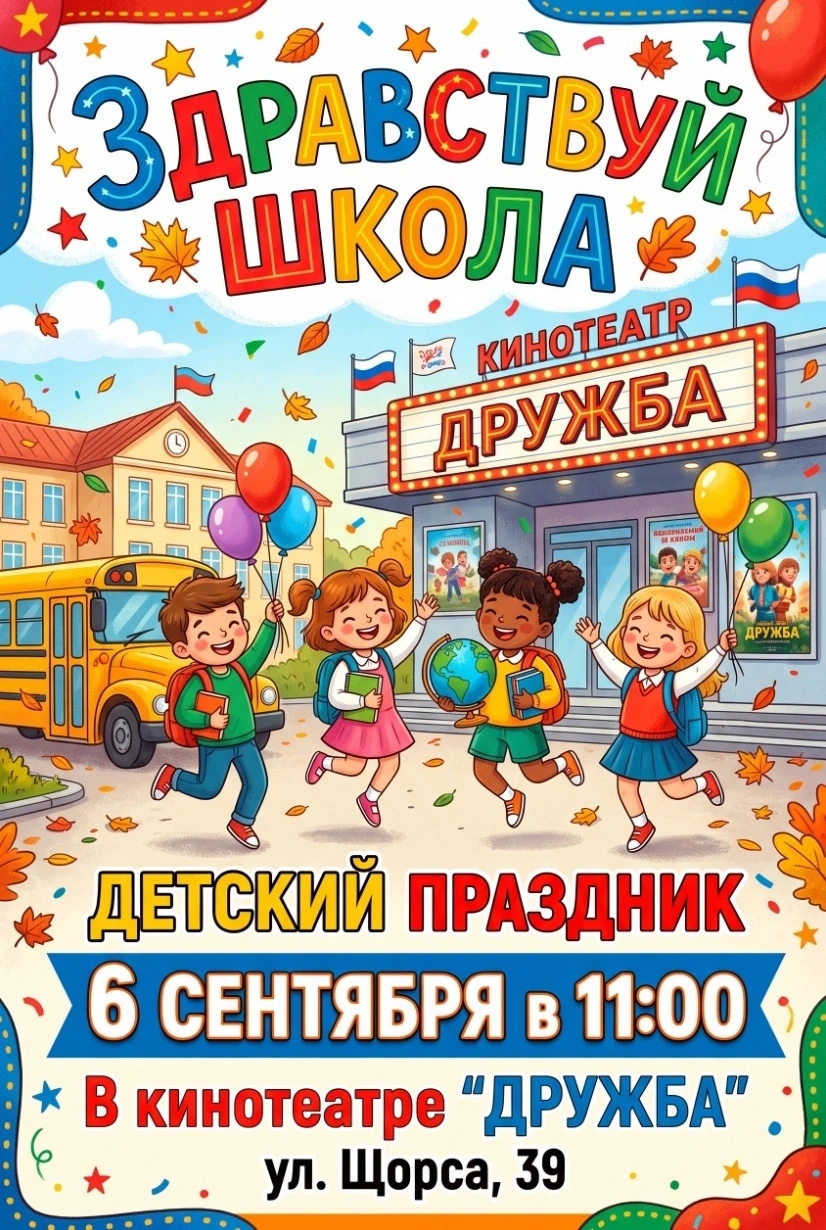🔔 Завтра, 6 сентября в 11:00! Детский праздник «Здравствуй, школа!»