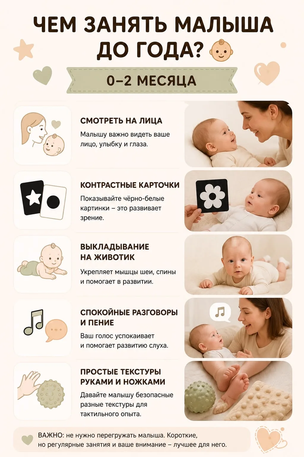 Чем занять малыша от 0 до 2 месяцев 💓