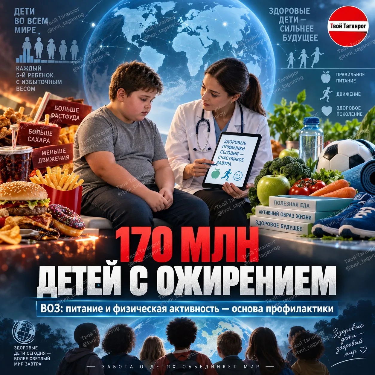 ⚠ БОЛЕЕ 170 МЛН ДЕТЕЙ И ПОДРОСТКОВ В МИРЕ СТРАДАЮТ ОЖИРЕНИЕМ