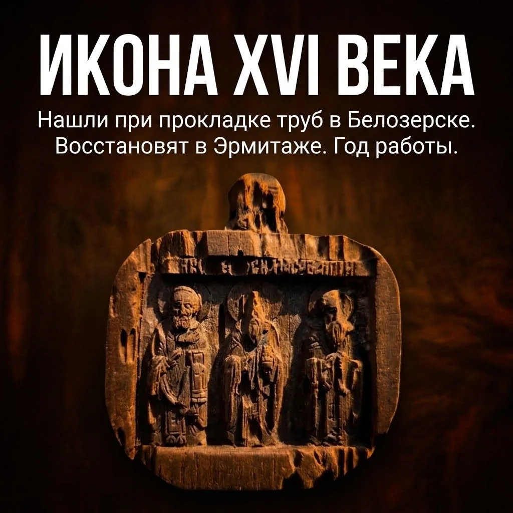 Белозерск: икону XVI века, найденную при прокладке газовых труб, восстановят в Эрмитаже