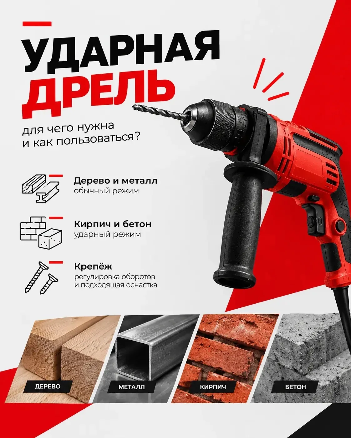 🔨 УДАРНАЯ ДРЕЛЬ: ДЛЯ ЧЕГО НУЖНА И КАК ПРАВИЛЬНО ПОЛЬЗОВАТЬСЯ?