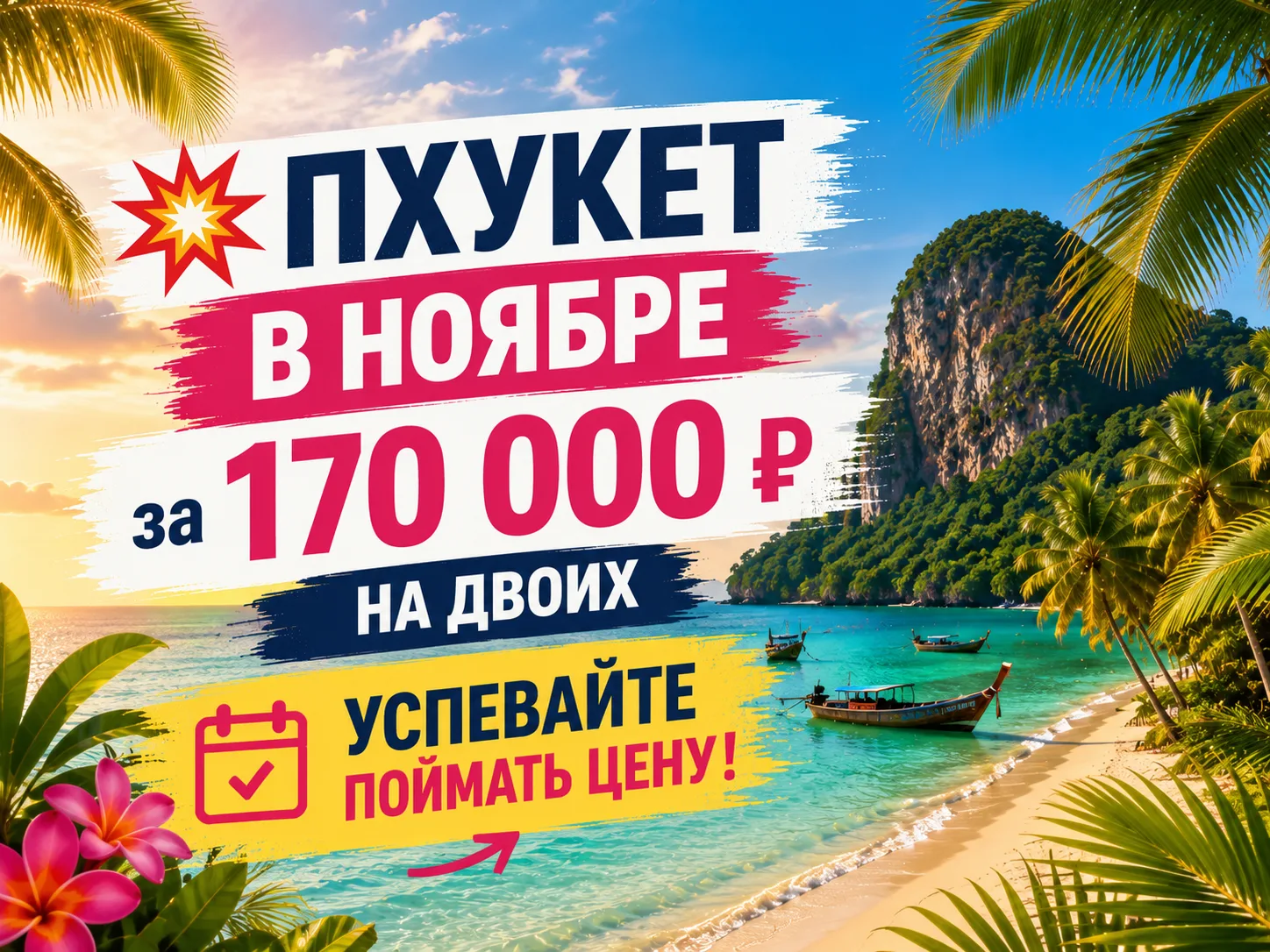 🌴 Пхукет в ноябре — от 170 000 ₽ на двоих! 🇹🇭