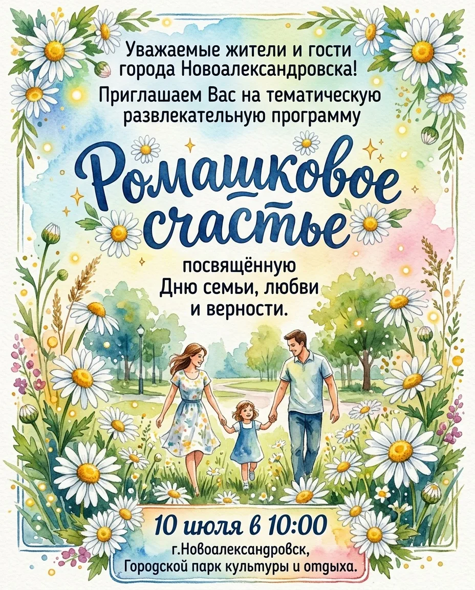✨ «Ромашковое счастье!» — тематическая развлекательная программа, посвящённая Дню семьи...