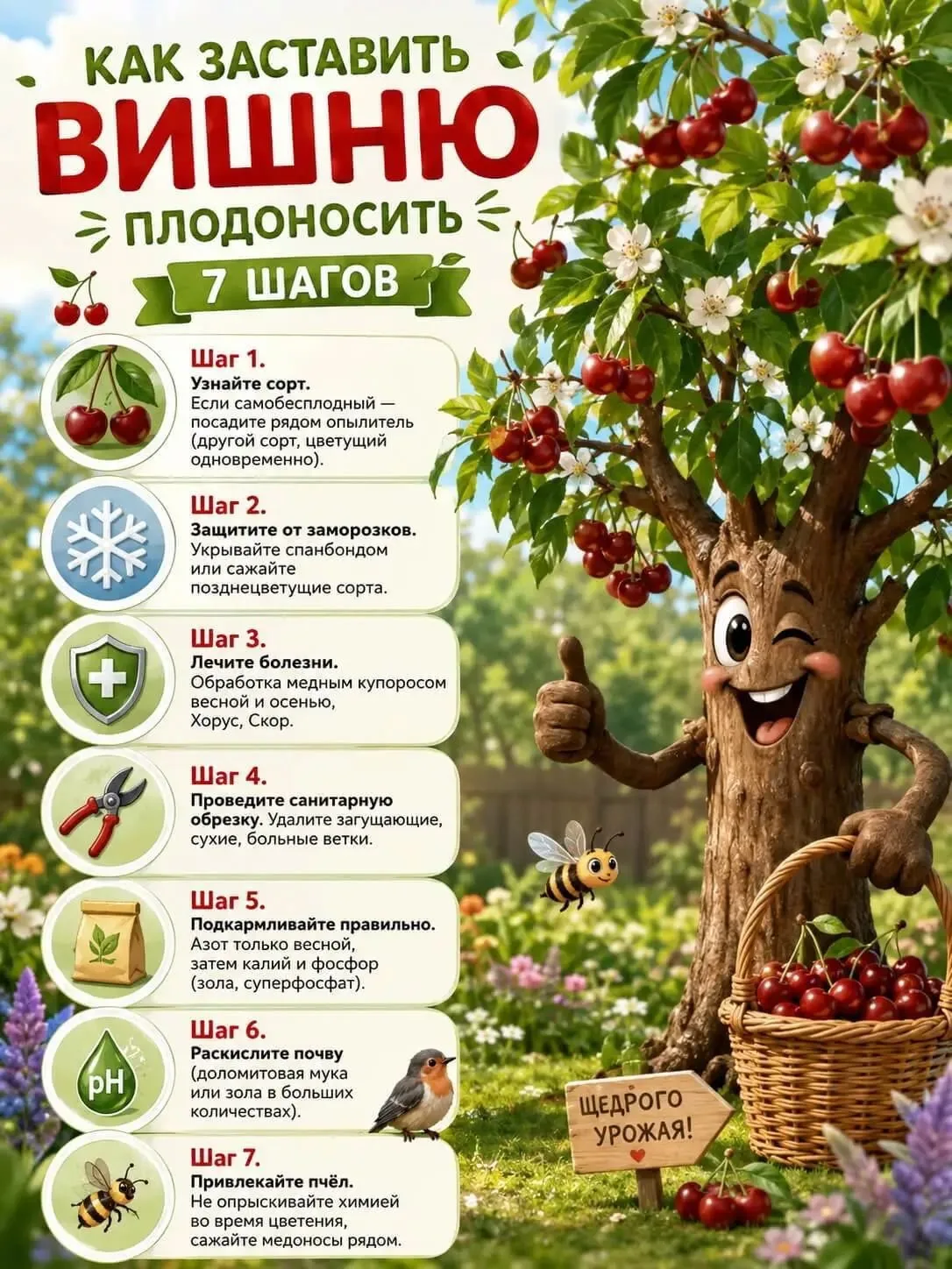 7 шагов для отличного урожая вишни 

🏡 уДачные советы
