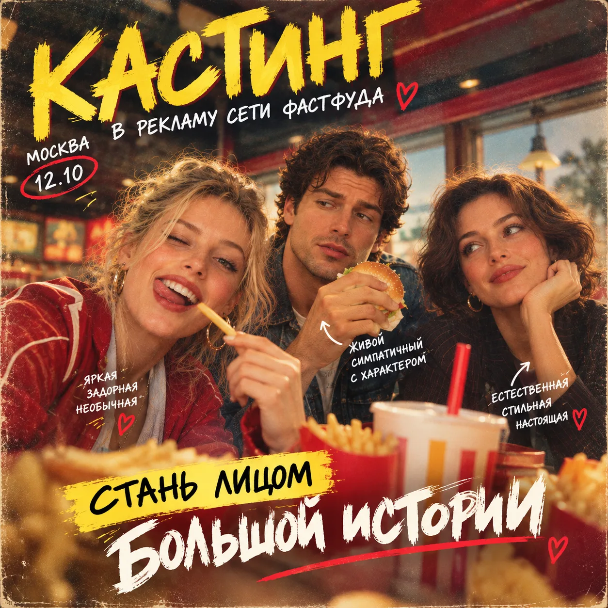всем привет! отправляю вам новый кастинг в рекламу сети фастфуда