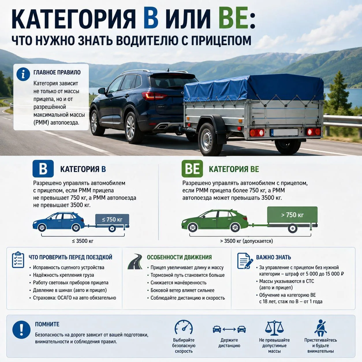 Категория B или BE: что нужно знать водителю с прицепом