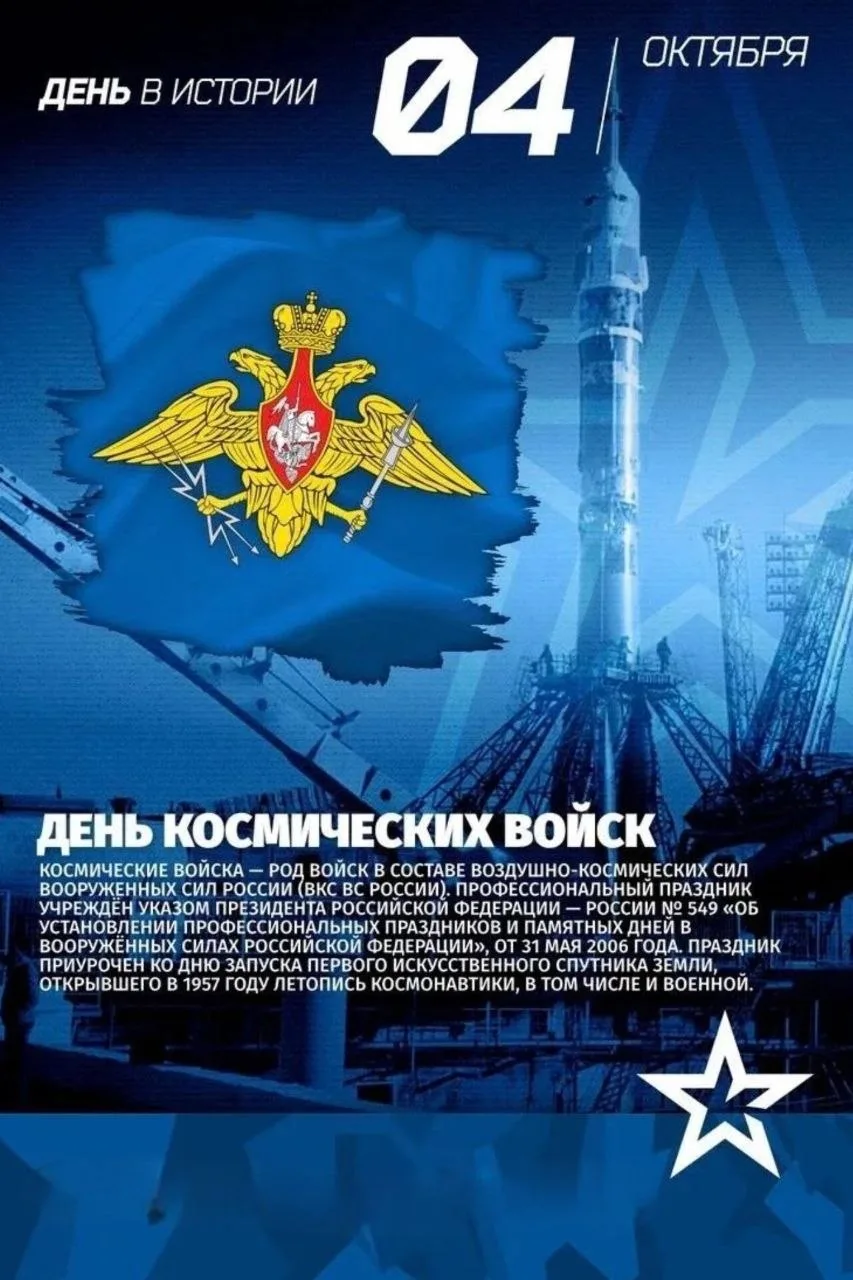 4 октября в России отмечается День Космических войск (День Космических войск). Это проф...