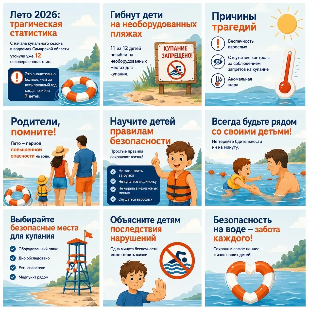 ☀️ Лето, солнце, отдых у воды… Но именно в этот период особенно важно помнить о безопасности детей.
