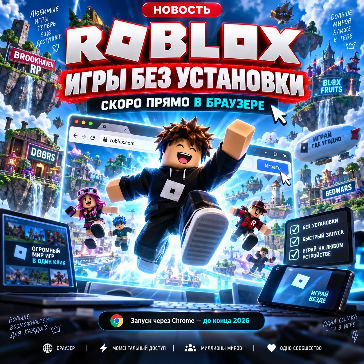 Roblox планирует отказаться от обязательной установки приложения: до конца 2026 года за...