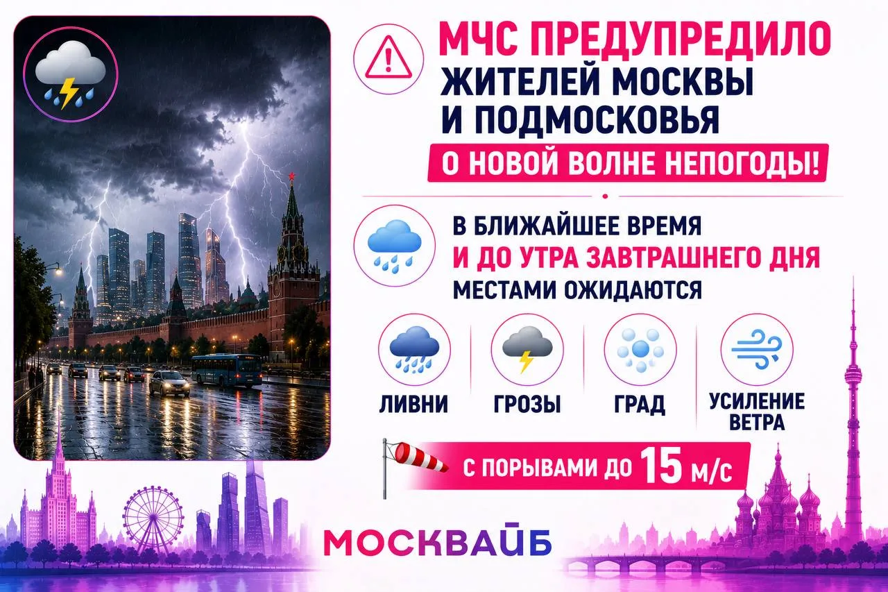 ⚠️ МЧС предупредило жителей Москвы и Подмосковья о новой волне непогоды.

💟 МоскВайб