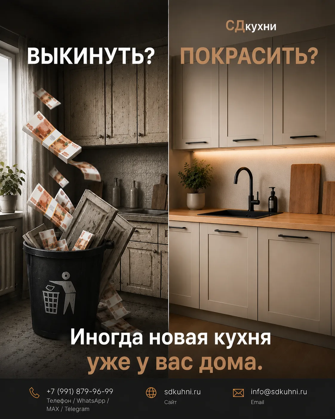 Когда кухня теряет внешний вид, многие сразу начинают считать стоимость нового гарнитура.
Но часто п